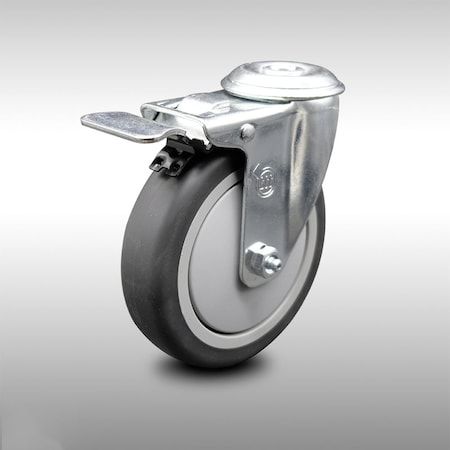 Service Caster 5 Inch SS Thermoplastic Rubber Top Plate Caster with Total Lock Brake SCC SCC-SSTTL20S514-TPRB